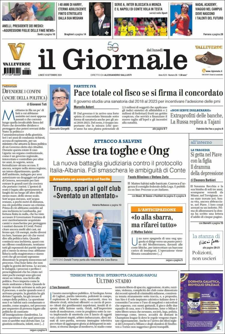Portada de il Giornale (Italia)