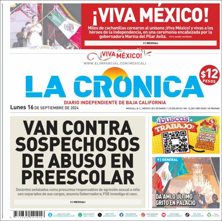 Portada de La Crónica de Baja California (México)