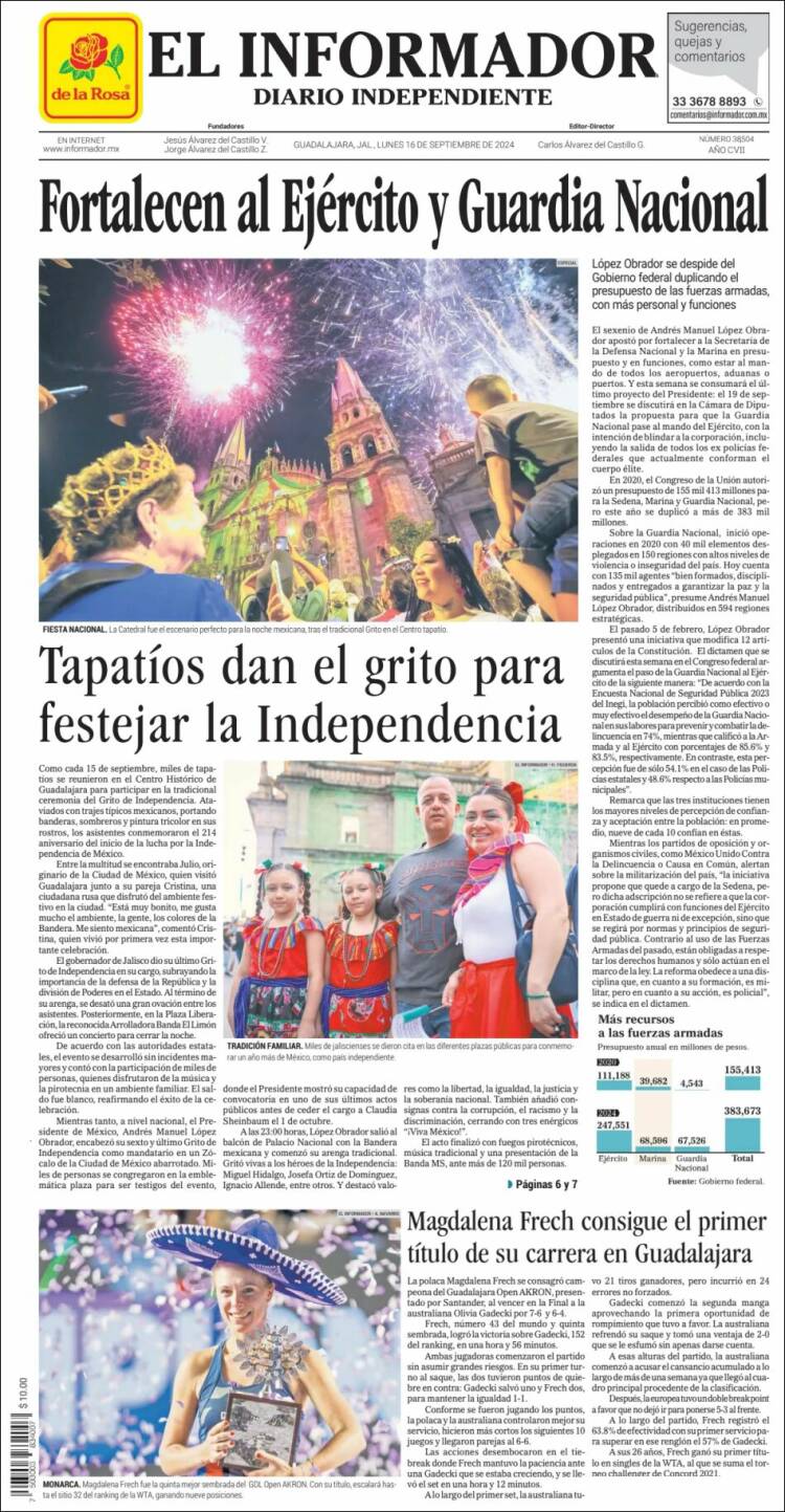 Portada de El Informador (México)