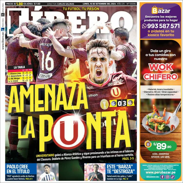 Portada de Líbero (Per&uacute;)