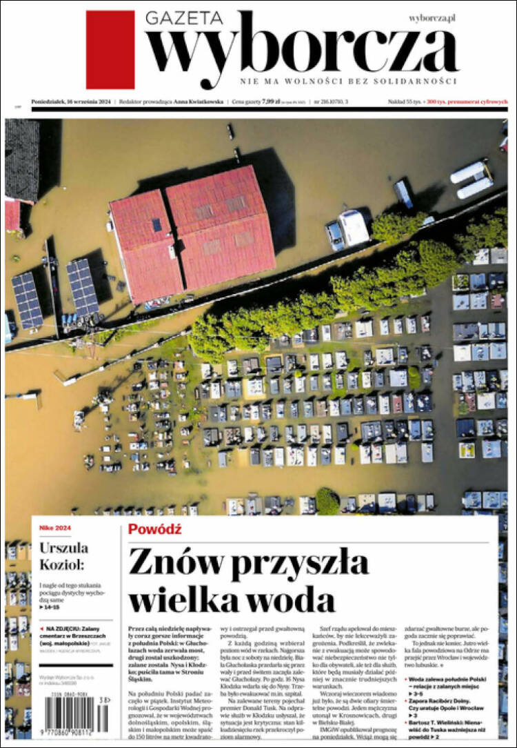 Portada de Gazeta Wyborcza (Polonia)