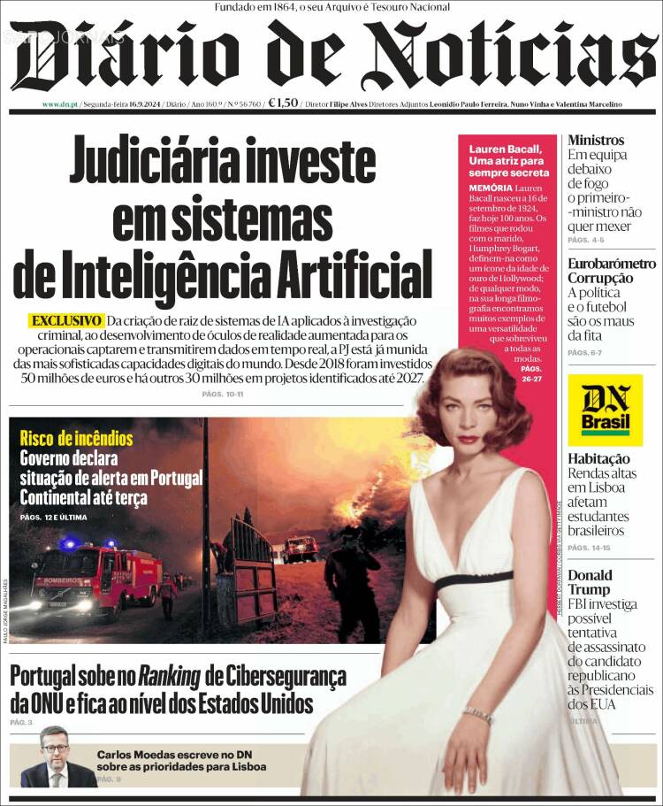 Portada de Diário de Noticias (Portugal)