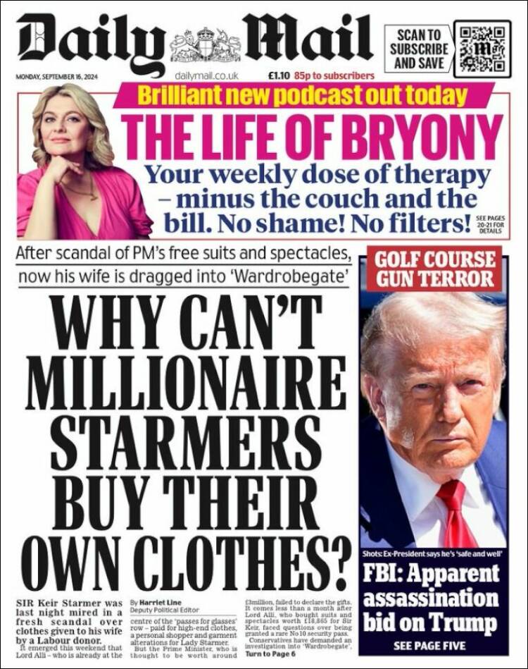 Portada de Daily Mail (Reino Unido)