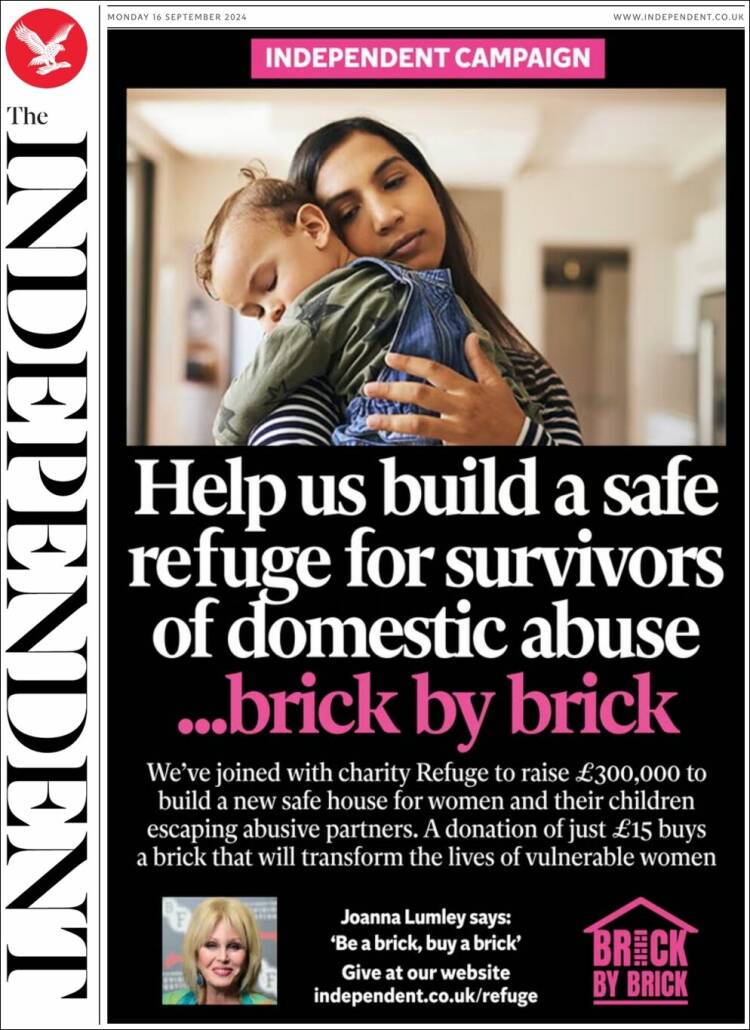 Portada de The Independent (Reino Unido)
