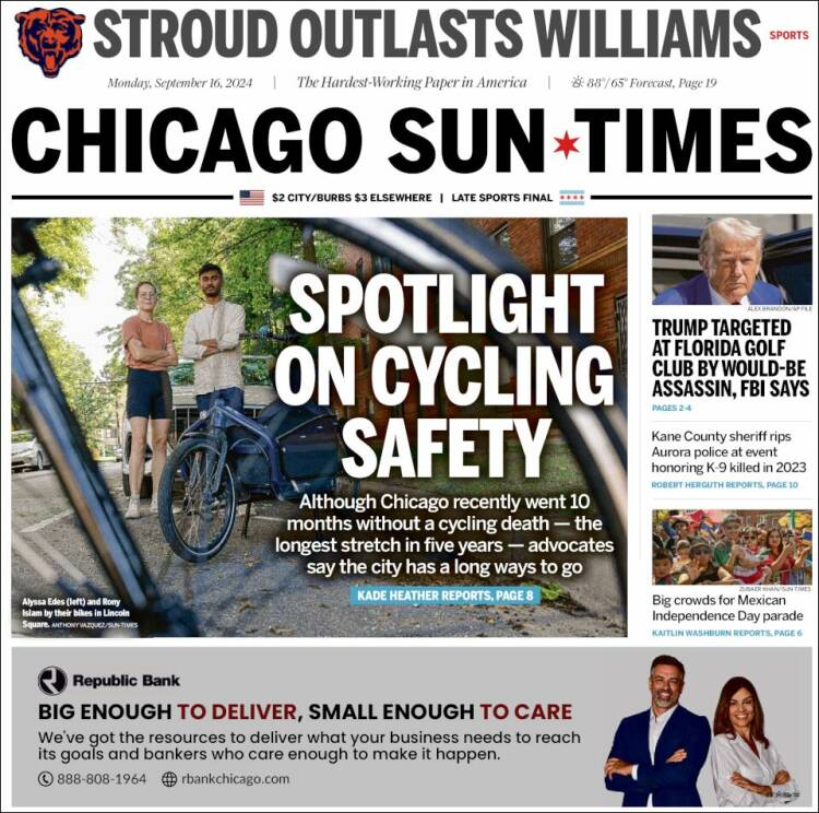 Portada de Chicago Sun-Times (USA)