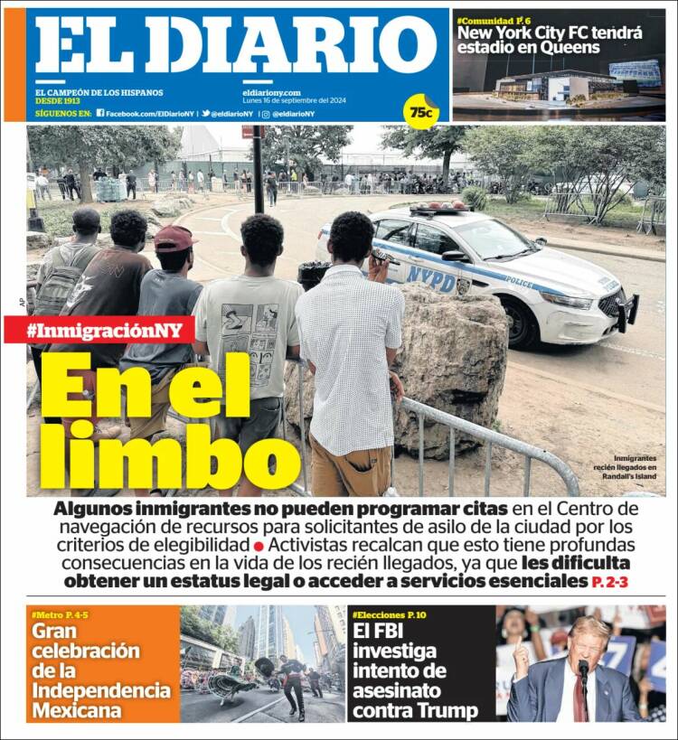 Portada de El Diario NY (USA)