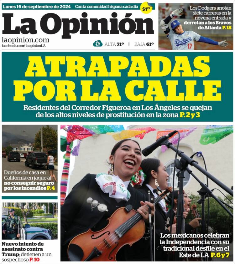 Portada de La Opinión (USA)