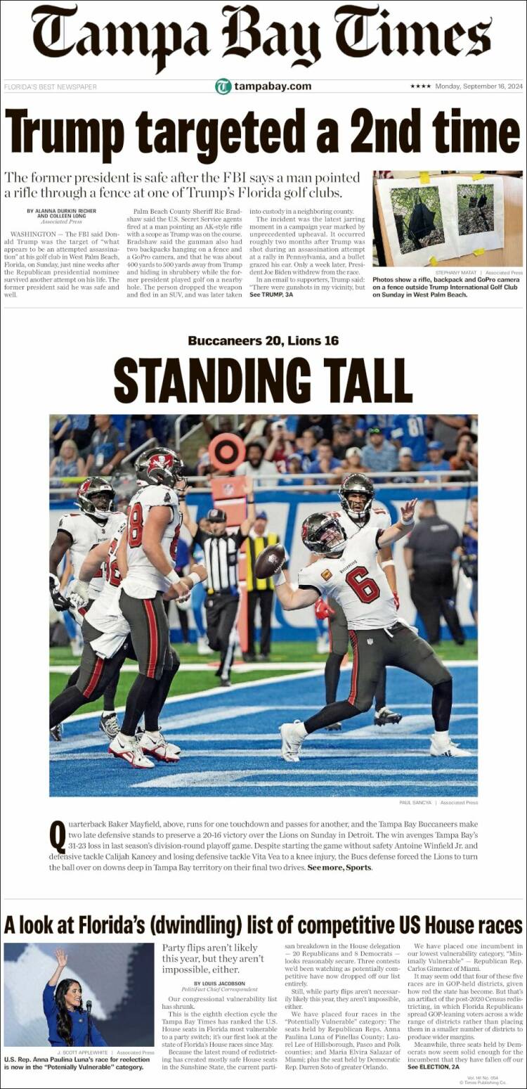 Portada de Tampa Bay Times (USA)