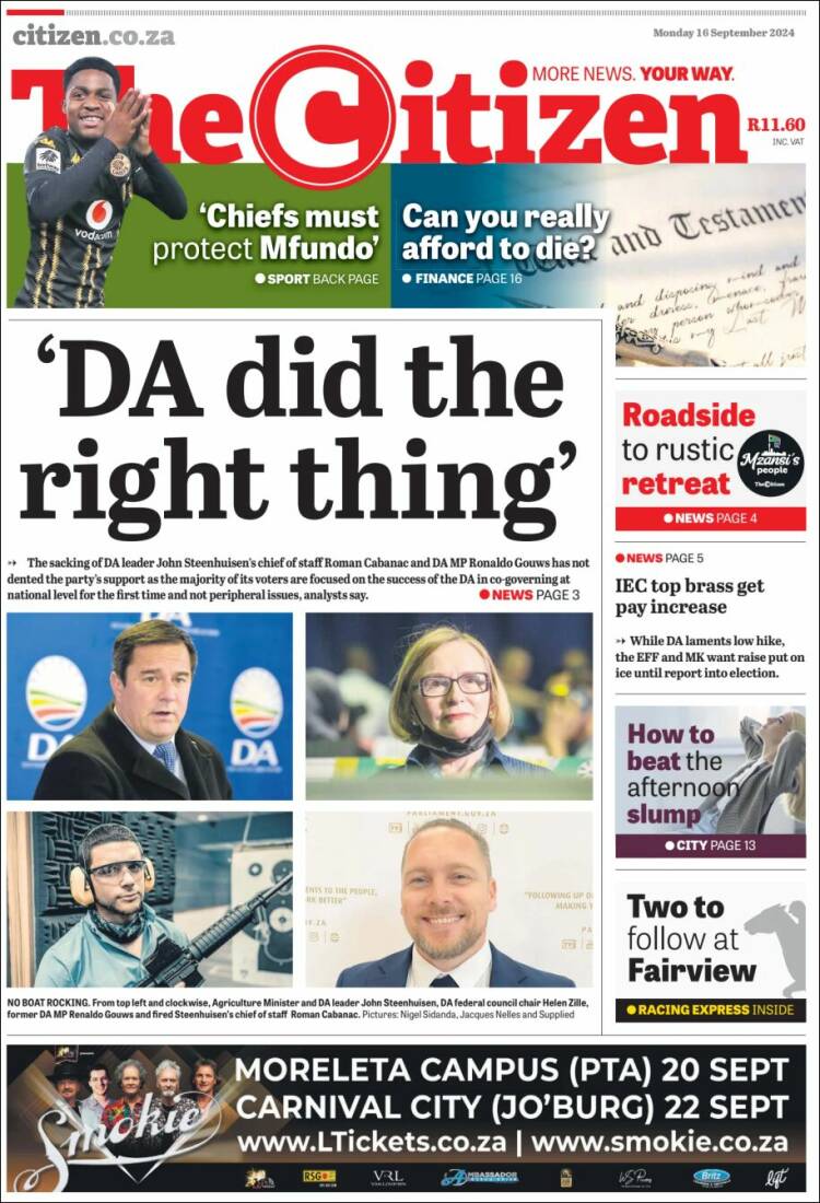 Portada de The Citizen (Sud&aacute;frica)