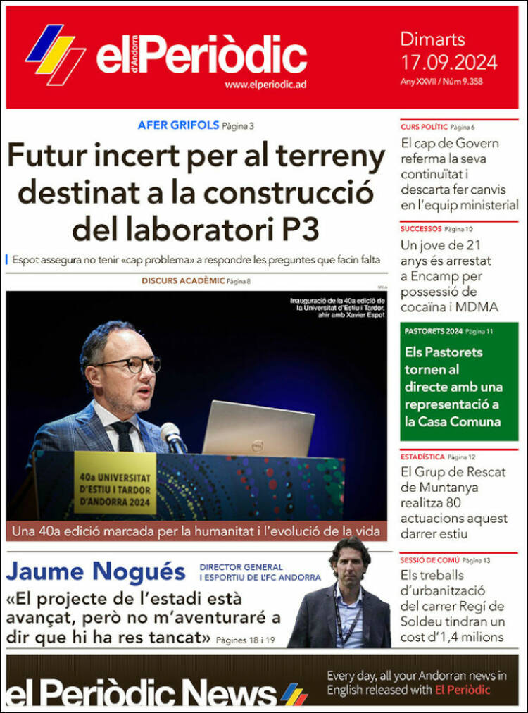 Portada de El Periòdic d'Andorra (Andorra)