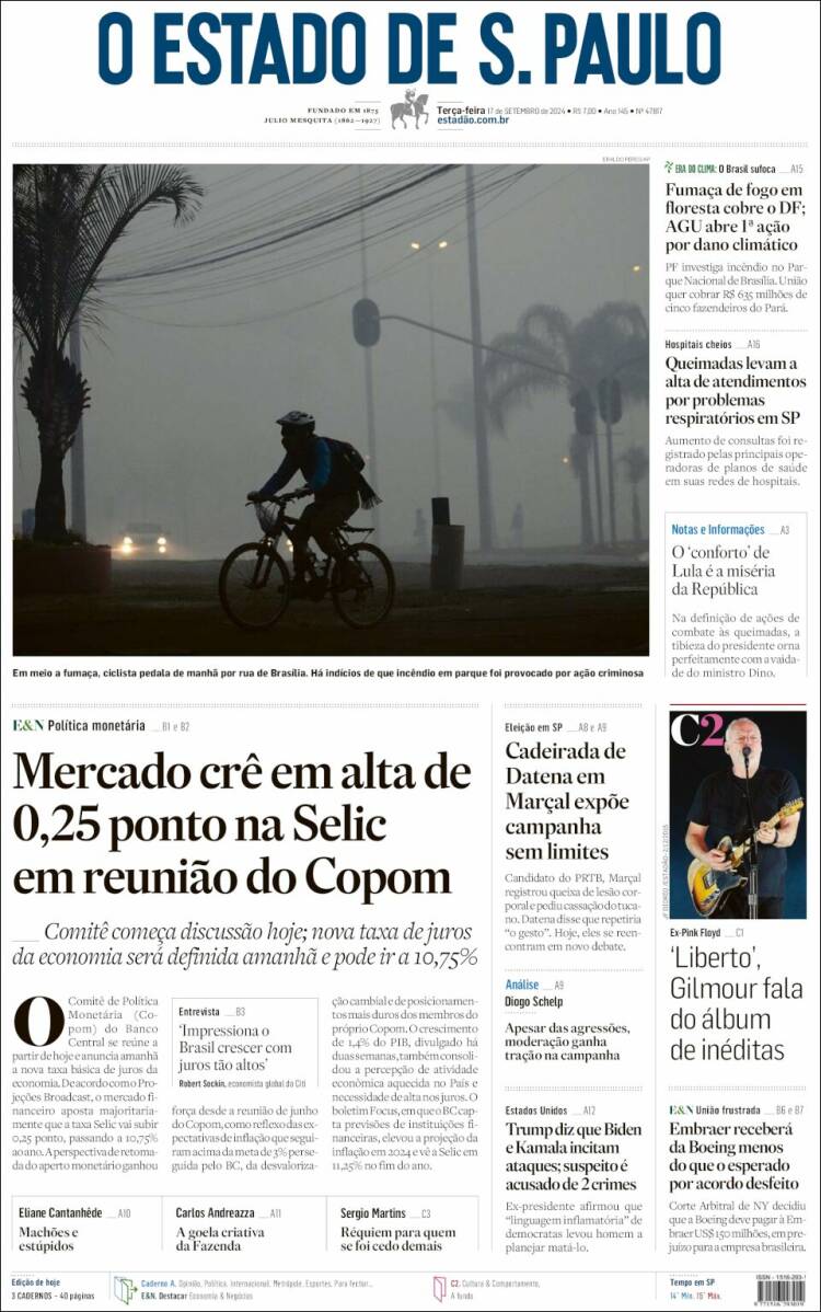 Portada de O Estado de São Paulo (Brasil)
