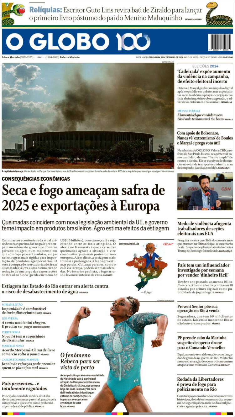 Portada de O Globo (Brasil)