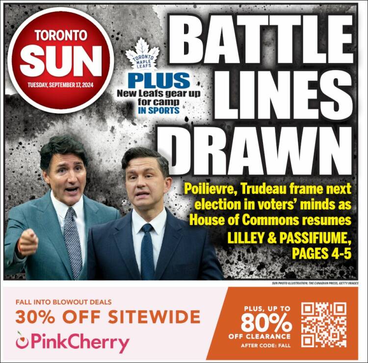 Portada de The Toronto Sun (Canadá)