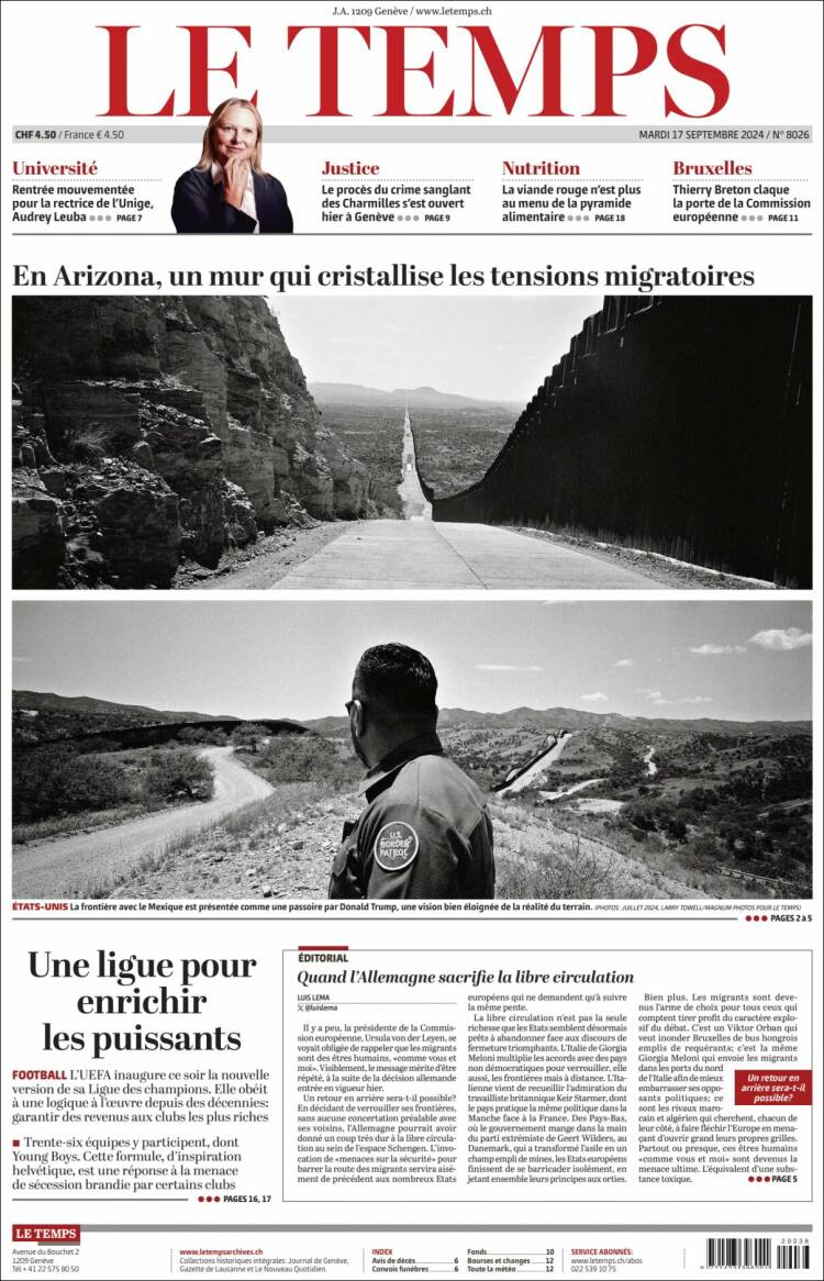 Portada de Le Matin (Suiza)