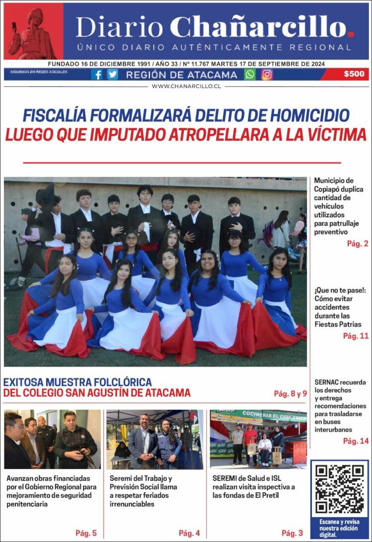 Portada de Diario Chañarcillo (Chile)