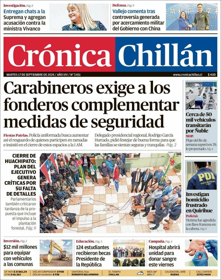Portada de Crónica Chillán (Chile)