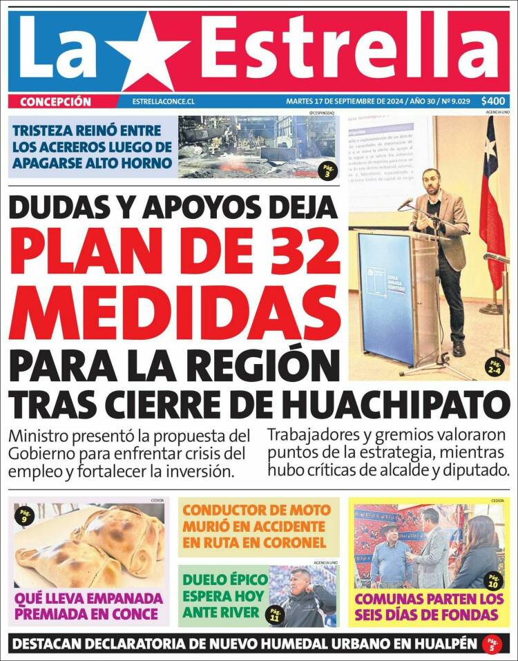 Portada de La Estrella de Concepción (Chile)