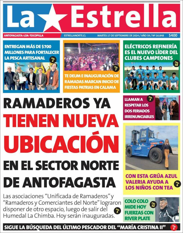 Portada de La Estrella de Loa (Chile)