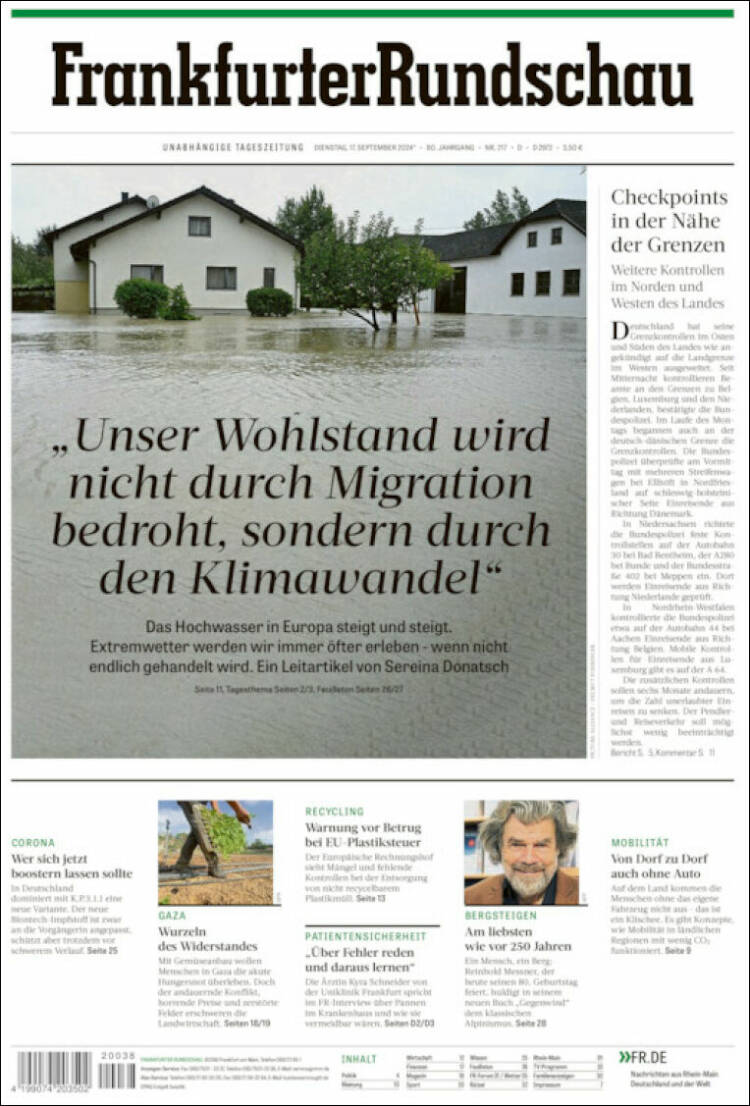 Portada de Frankfurter Rundschau (Alemania)