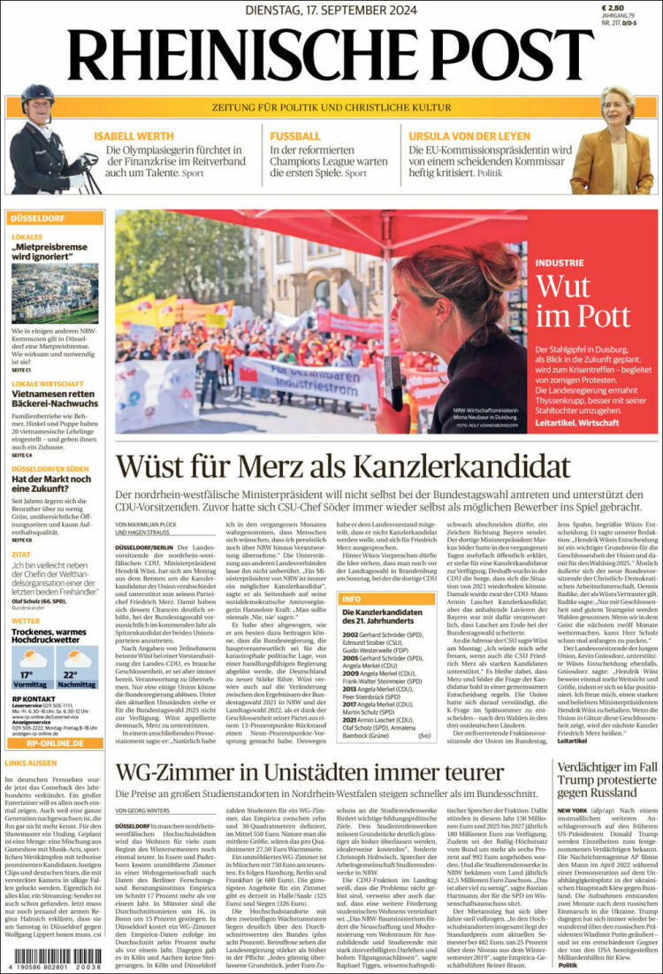 Portada de Rheinische Post (Alemania)