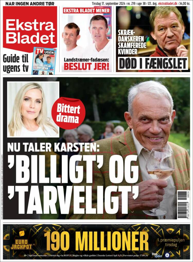 Portada de Ekstra Bladet (Dinamarca)