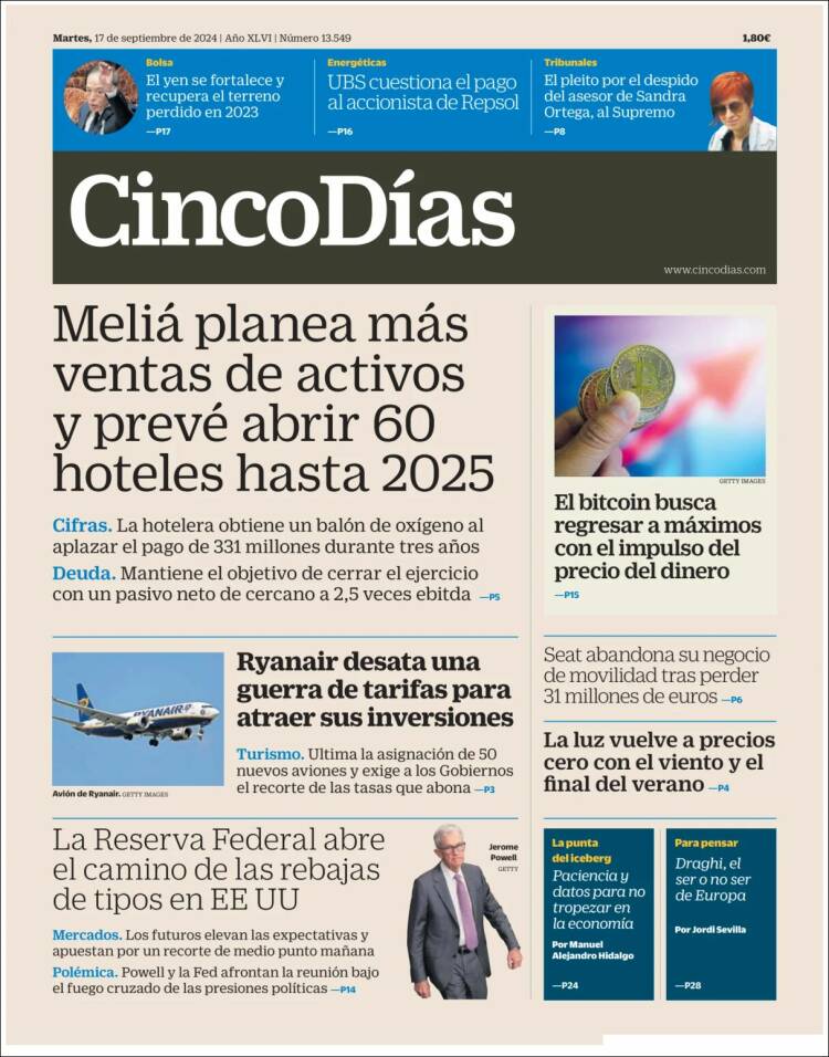 Portada de Cinco Días (Espa&ntilde;a)