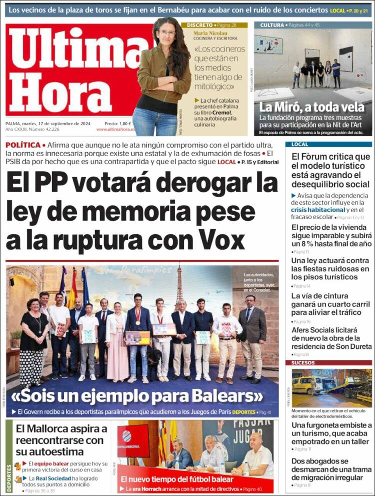 Portada de Última Hora (España)