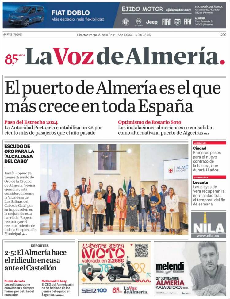 Portada de La Voz de Almería (España)