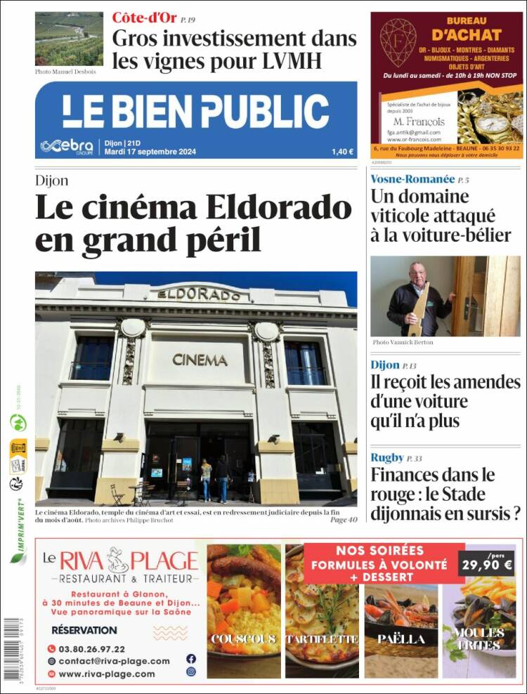 Portada de Le Bien Public (Francia)