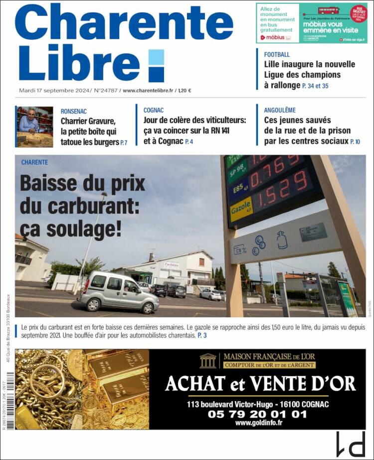 Portada de Charente Libre (Francia)