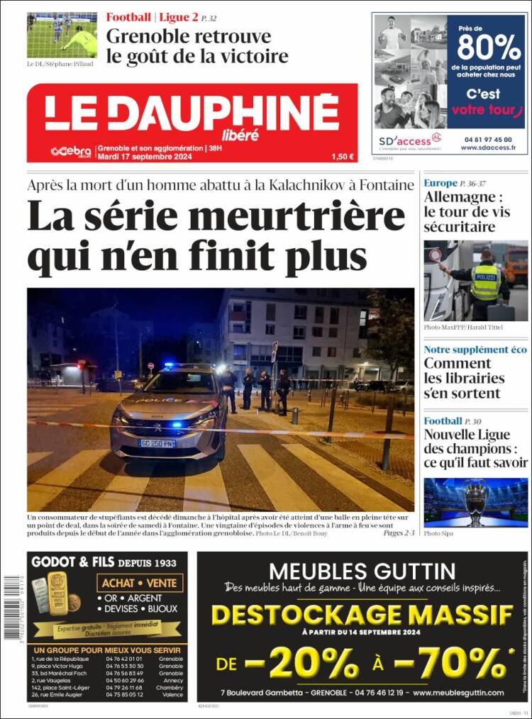 Portada de Le Dauphiné Libéré (Francia)