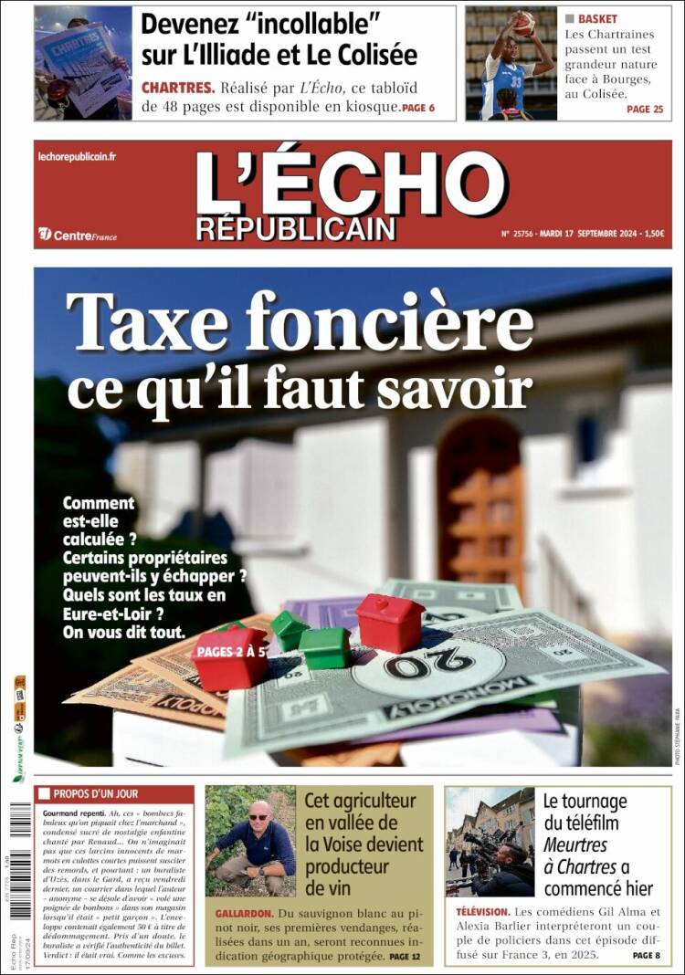 Portada de L'Echo Républicain (Francia)