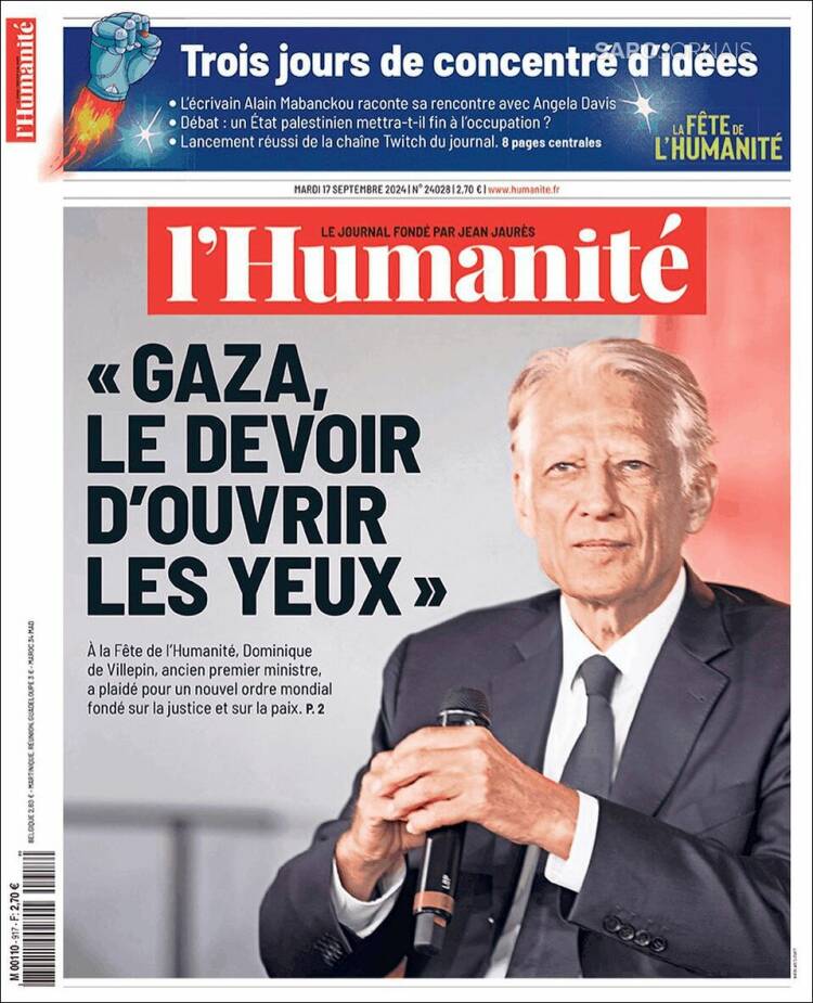 Portada de l'Humanite (Francia)