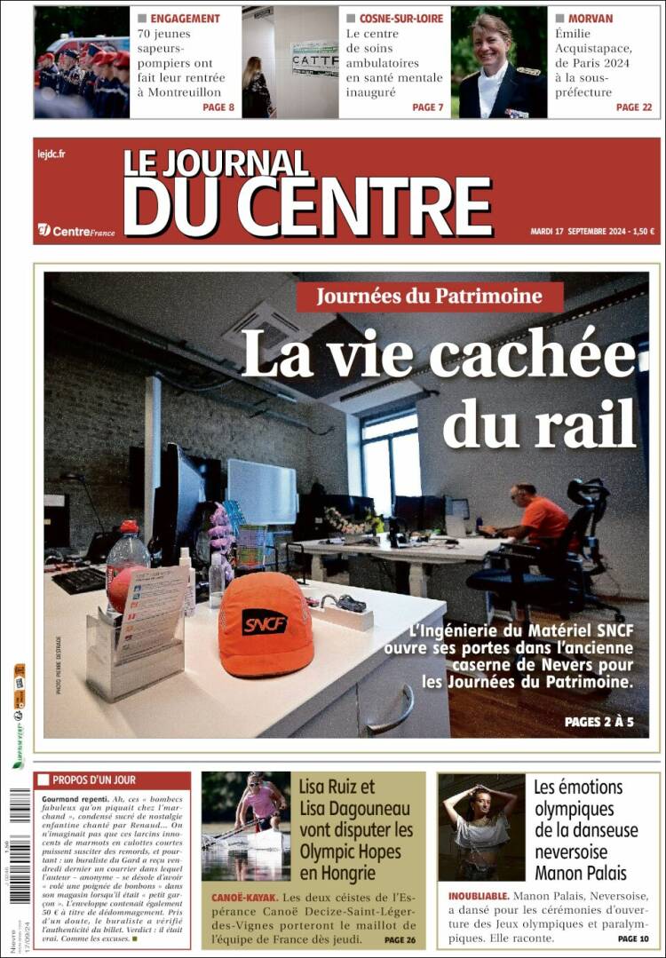 Portada de Le Journal du Centre (Francia)