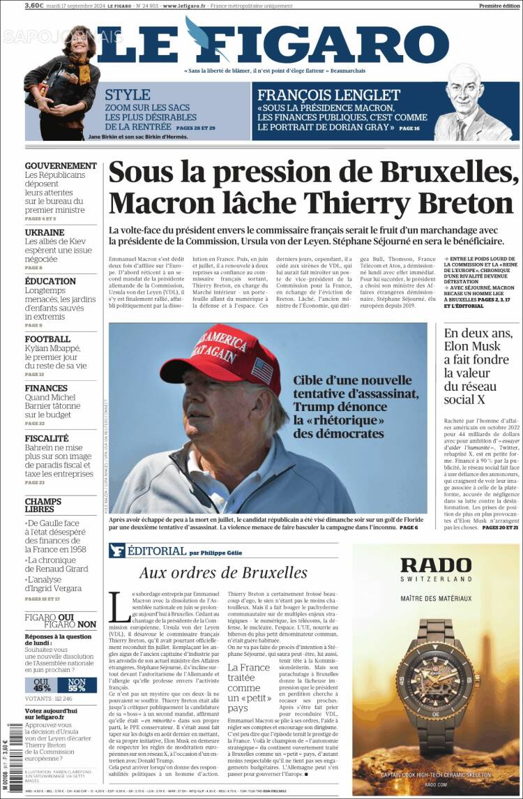 Portada de Le Figaro (Francia)
