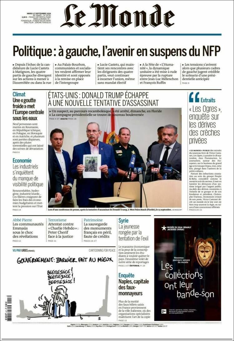 Portada de Le Monde (Francia)