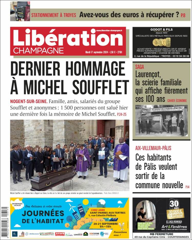 Portada de Libération Champagne (Francia)