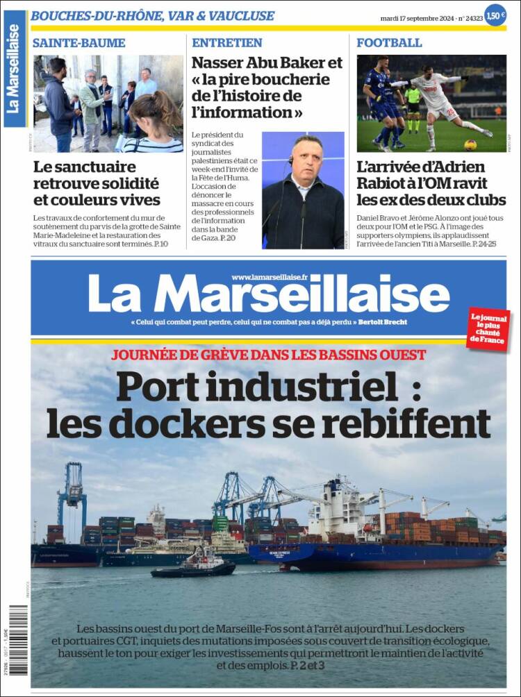 Portada de La Marseillaise (Francia)