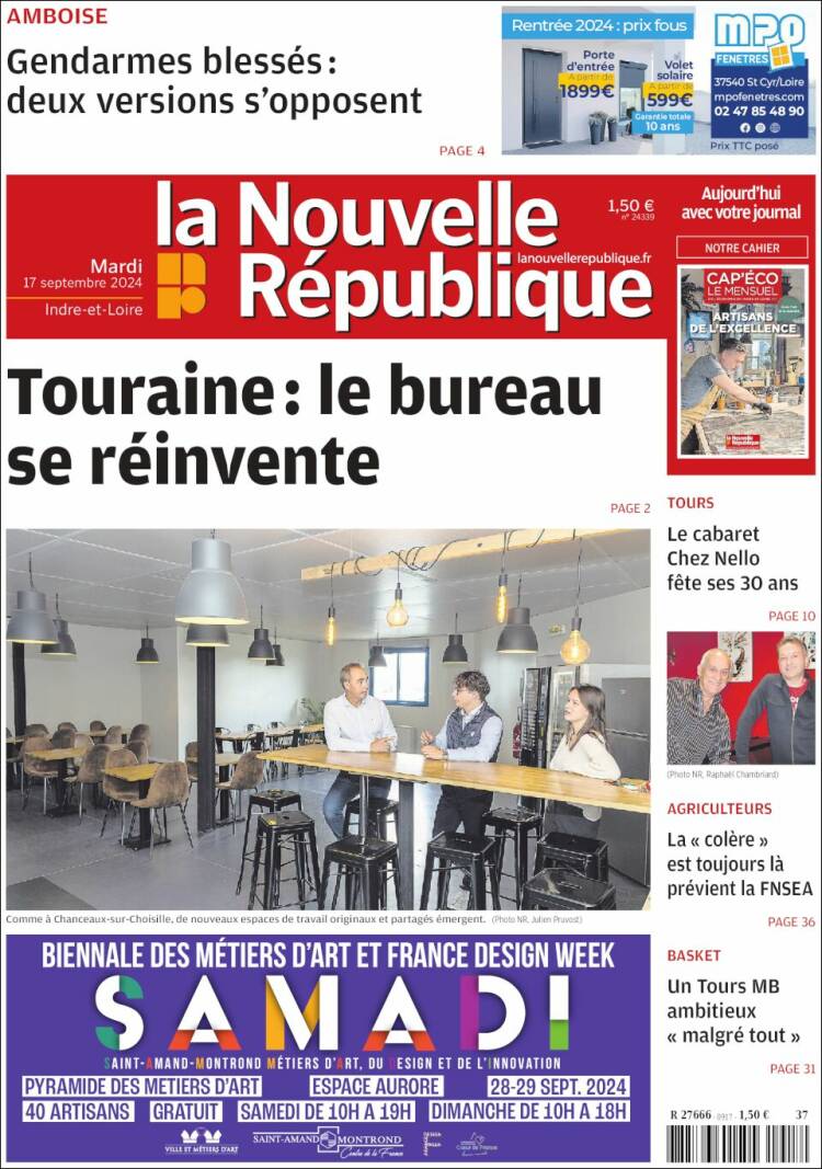 Portada de La Nouvelle Republique (Francia)