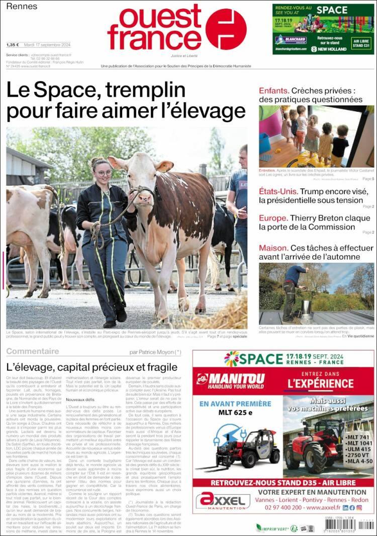 Portada de Ouest France (Francia)
