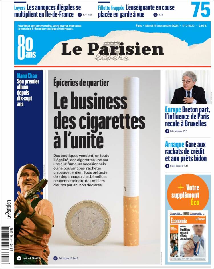 Portada de Le Parisien (Francia)