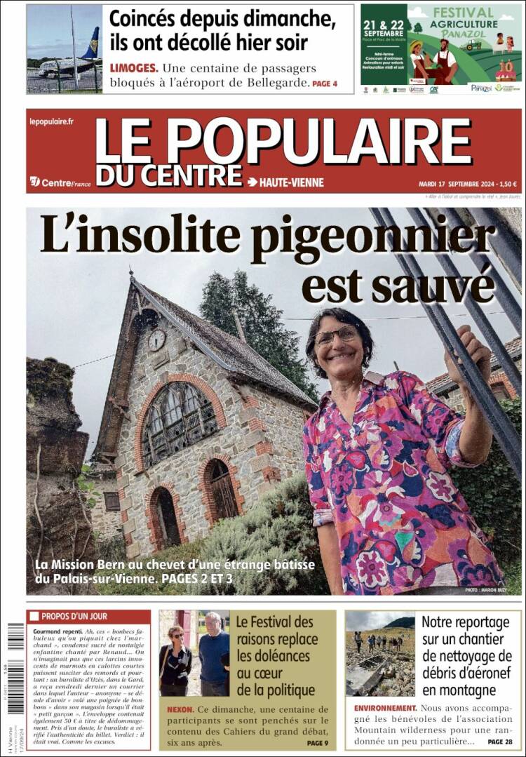 Portada de Le Populaire du Centre (Francia)
