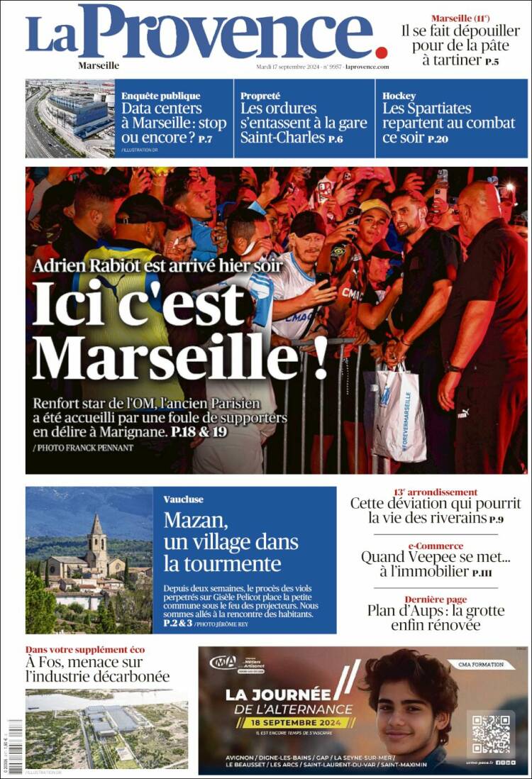 Portada de La Provence (Francia)