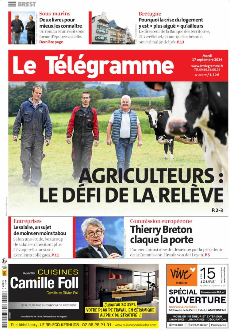 Portada de Télégramme (Francia)
