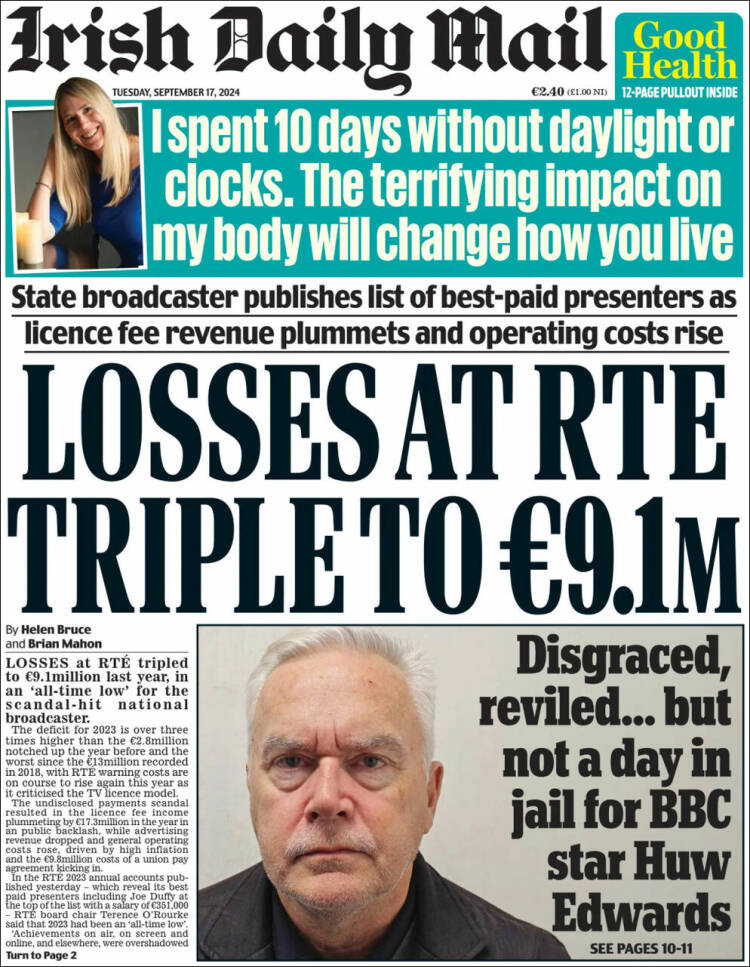Portada de Irish Daily Mail (Irlanda)