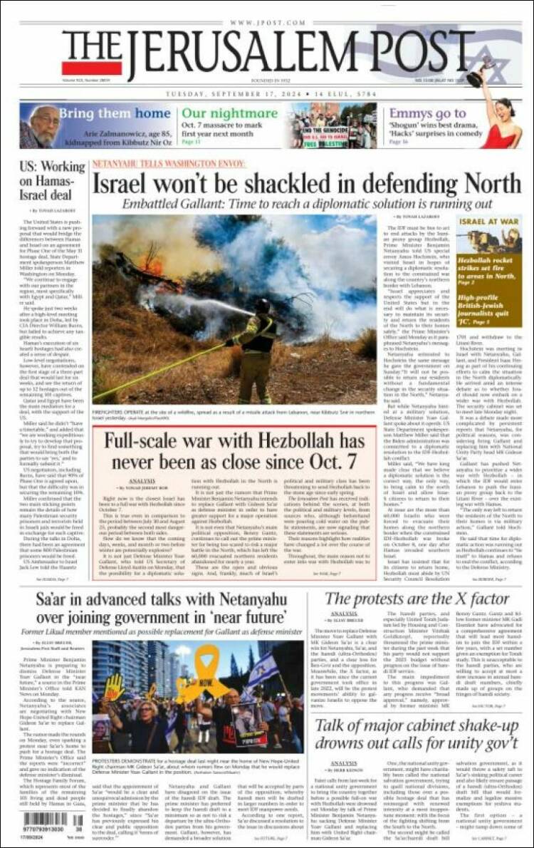 Portada de The Jerusalem Post (Israel)