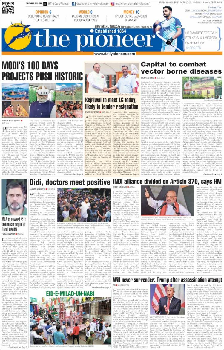 Portada de The Pioneer (India)