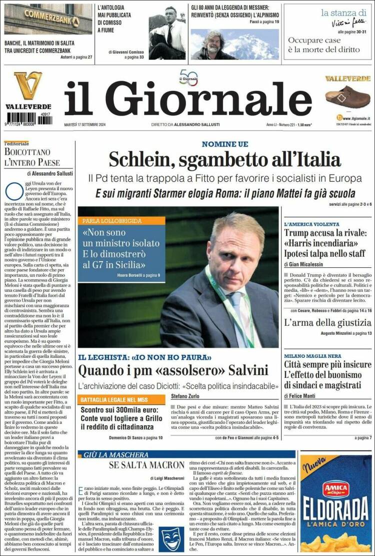 Portada de il Giornale (Italia)