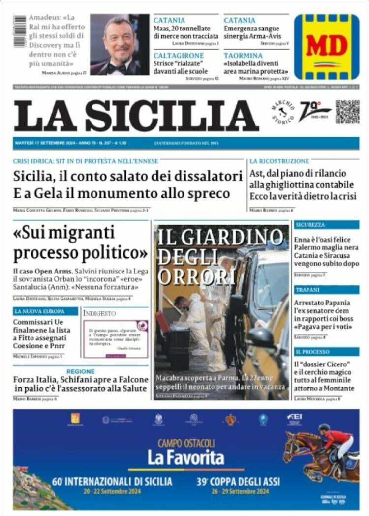 Portada de La Sicilia (Italia)