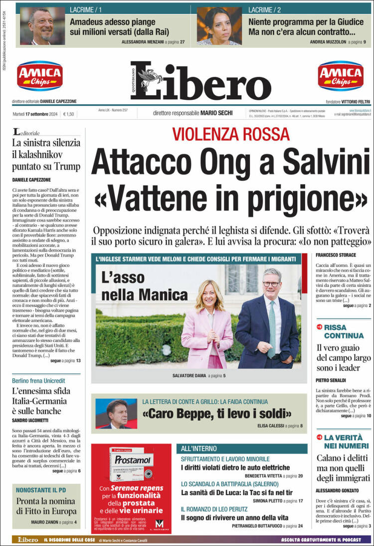 Portada de Libero (Italia)